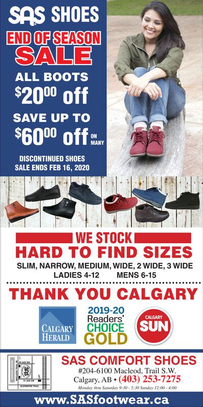 Ads for SAS Comfort Shoes - Calgary in Calgary, AB