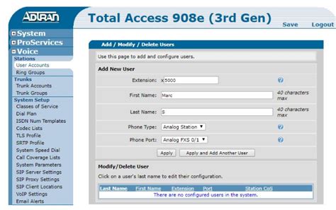 Adtran default login.  Also for: Total access 908.  If this is your first time access...