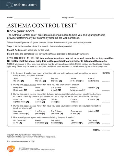 Adult Asthma Control Test Juno EMR Support Portal