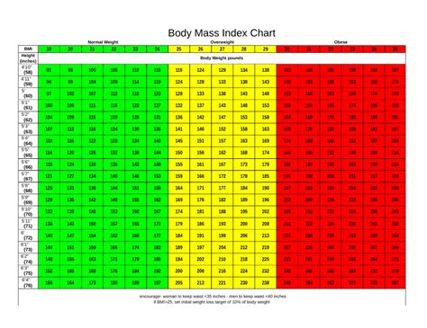 Adult Body Mass Index Chart