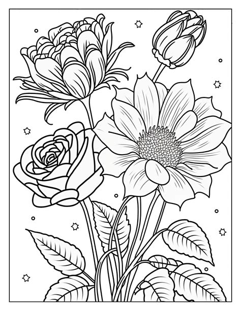 Adult Coloring Book Pages Flowers