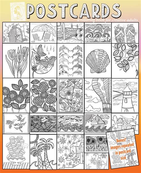 Adult Coloring Book Postcards