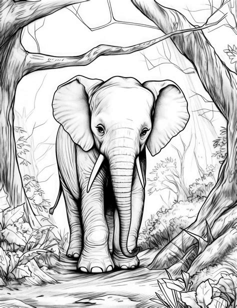 Adult Coloring Elephan