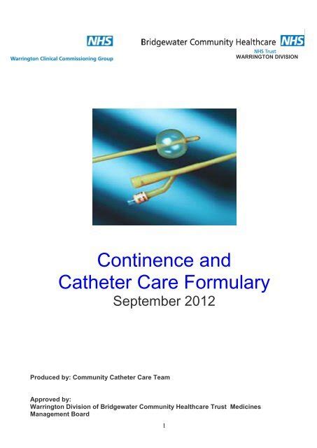 Adult Continence and Catheter Care Formulary