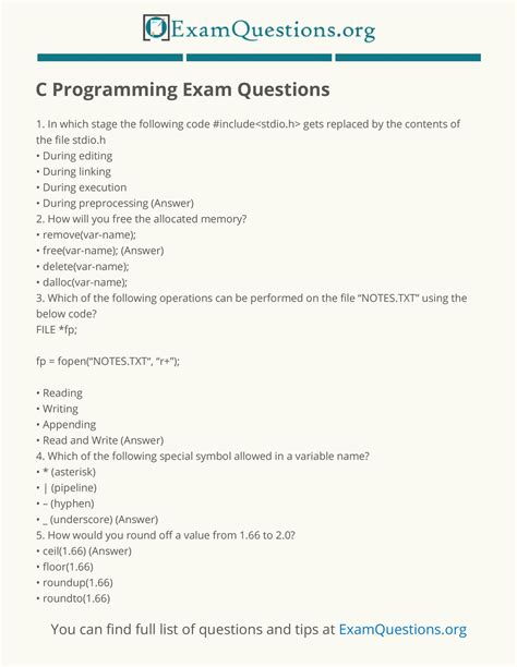 Adv C Programming Questions