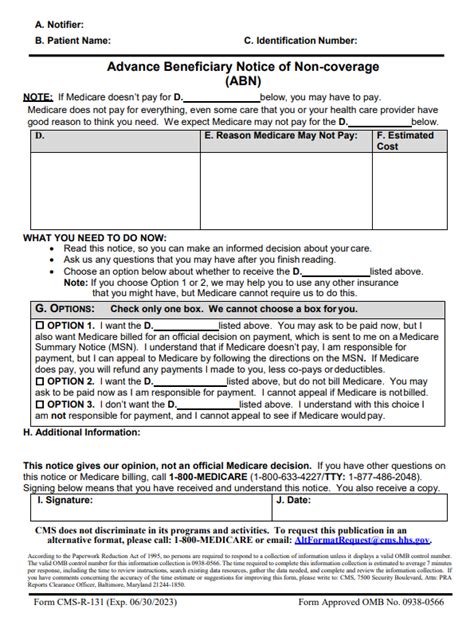 Advance Beneficiary Notice of Noncoverage form