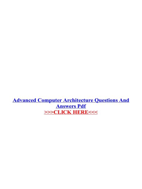 Advance Computer Architecture Questions