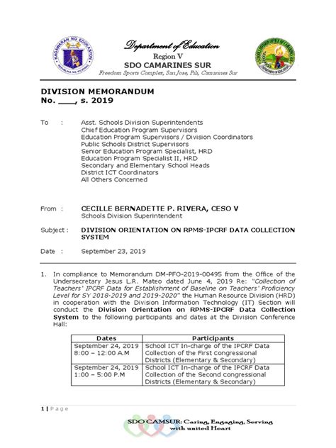 Advance Memo for IPCRF consolidation docx