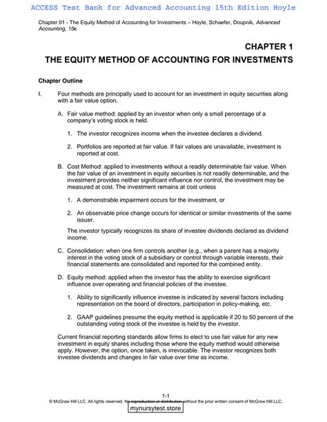 Advanced Accounting Hoyle Chapter 1 Solutions