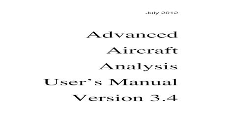 Advanced Aircraft Analysis Users Manual