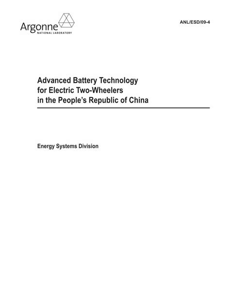 Advanced Battery Technology for E2W in China