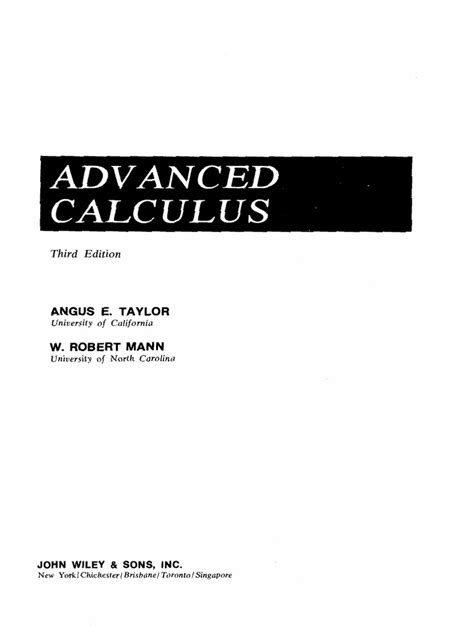 Advanced Calculus Taylor pdf