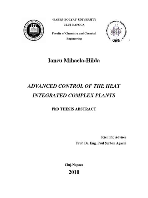 Advanced Control of the Heat Integrated Complex Plant Iancu mihaela