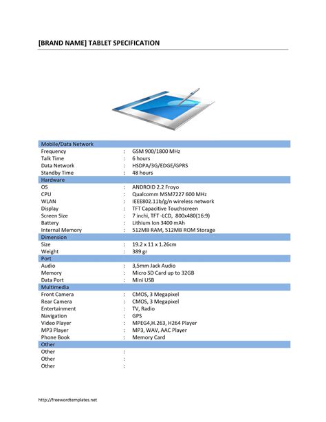 Advanced Display Specification Sheet