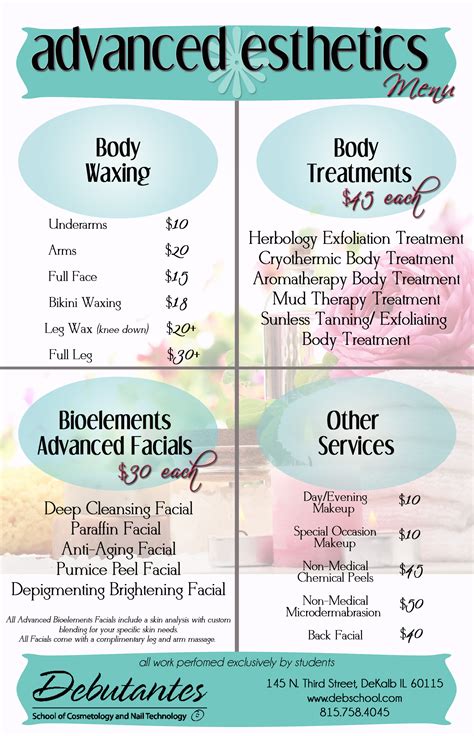 Advanced Esthetics Menu