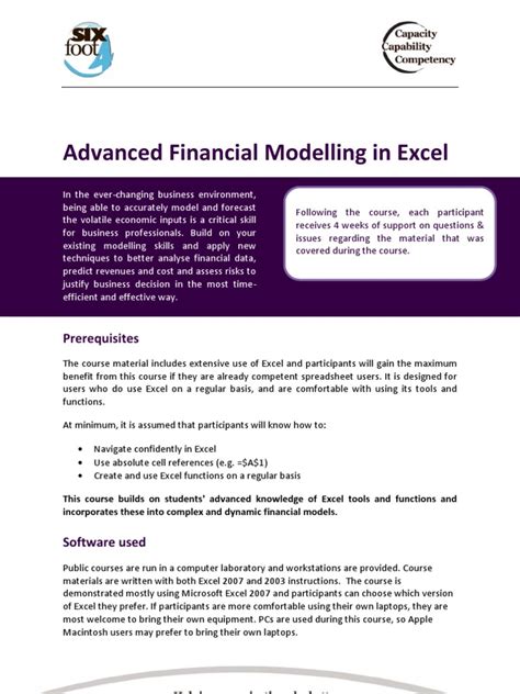 Advanced Financial Modelling in Excel Course Outline