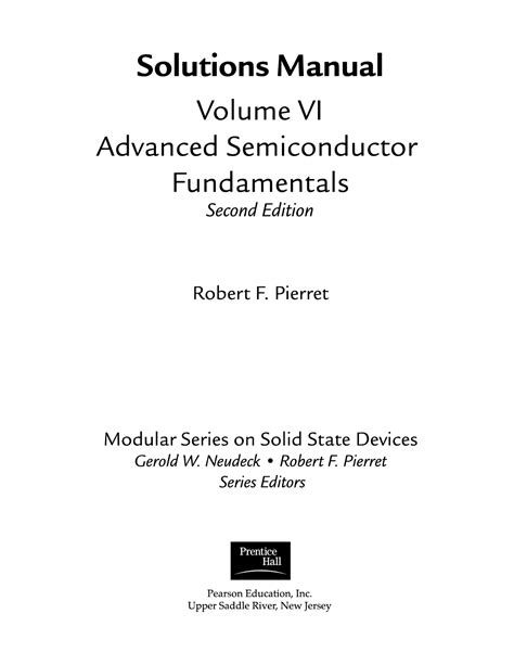 Advanced Fundamentals Manual Solution Pierret Semiconductor