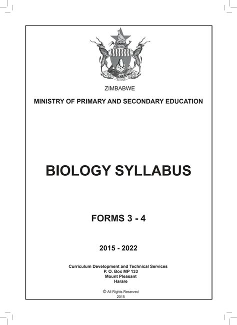 Advanced Level Syllabus Biology Zimsec