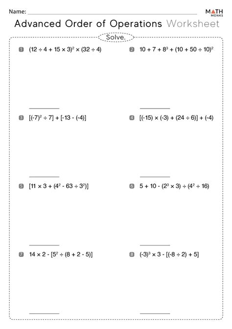 Advanced Order of Operations Problems math Pinterest Order of