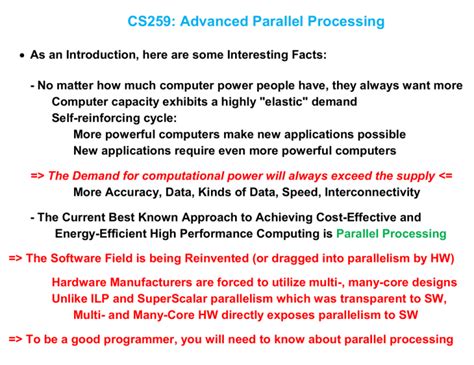 Advanced Parallel Processing