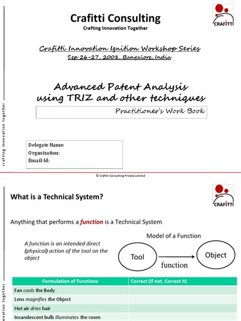 Advanced Patent Analysis using TRIZ Workbook