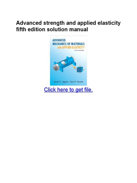 Advanced Strength And Applied Elasticity Solution Manual Free
