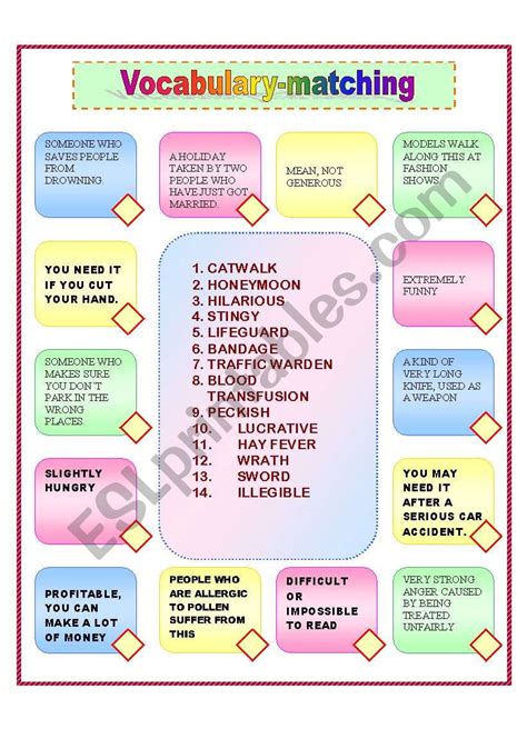 Advanced Vocabulary matching Interactive worksheet