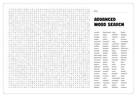 Advanced Word Search Printable Word Search Printable