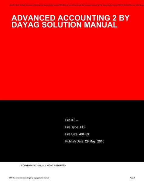 Advanced accounting dayag solution manual chapter 2 2015 very. - Black and decker bread maker manual.