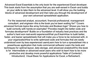 Advanced excel book.  This book starts from the assumption that you are well...