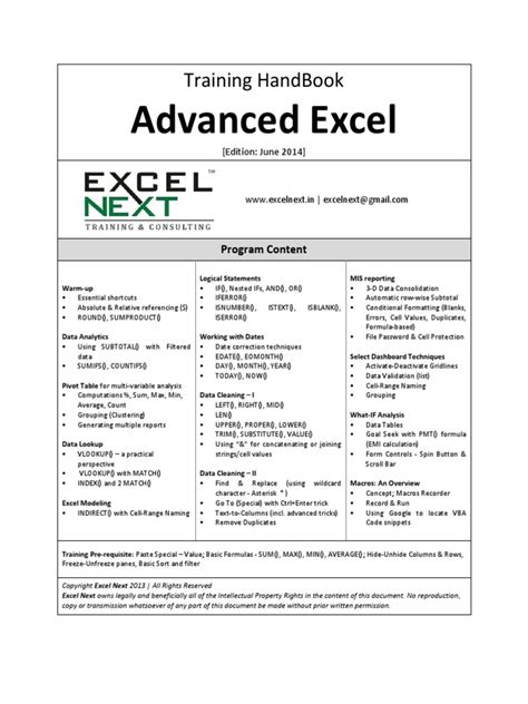 Advanced excel training manual pdf.  Our Advanced Excel Course Syllabus cover...