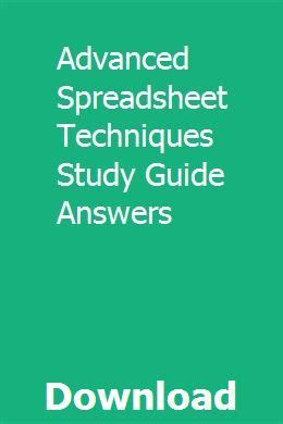 Advanced spreadsheet techniques study guide answers. - Sony dream machine alarm clock icf c414 manual.