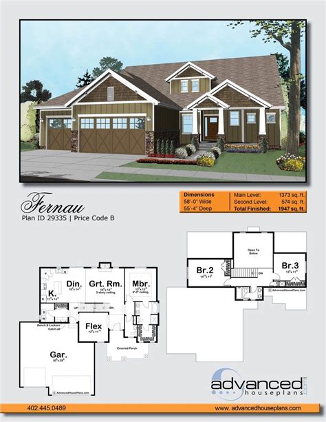 The exterior combines board and batten siding, lap siding, brick, and a stylish wood garage door to give this small home excellent curb appeal. . Advancedhouseplans