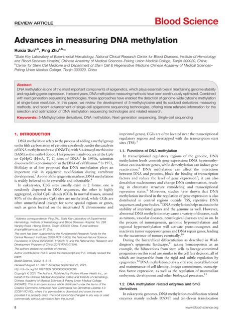 Advances in measuring DNA methylation Blood Science