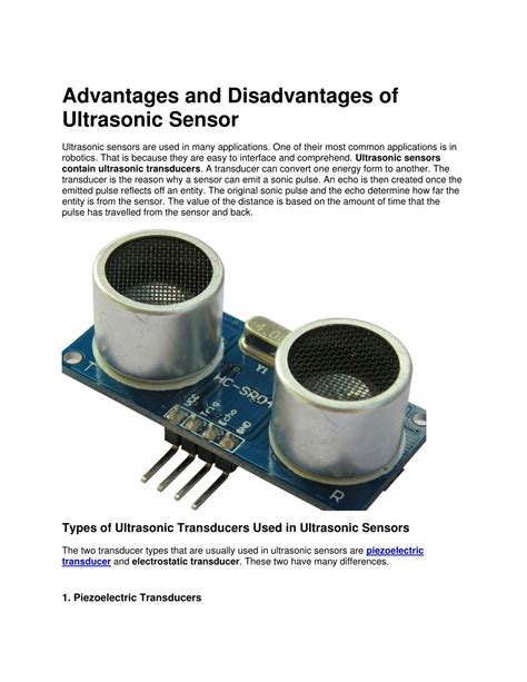 Advantages and disadvantages of ultrasonic sensor. .  ...