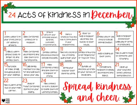 Advent Calendar Acts Of Kindness