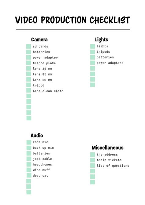 Adventure Filming Equipment Checklist Printable
