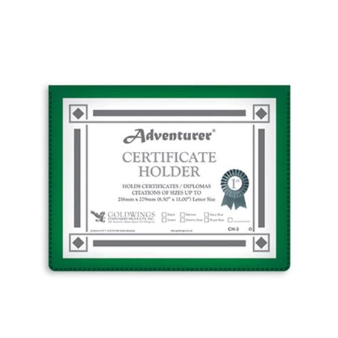 Adventurer Certificate Holder CH3 Assorted 8.5x11"