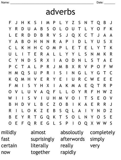 Adverbs All Word Search Wordmint