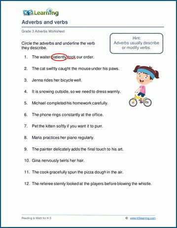 Adverbs Worksheet For 3rd Grade