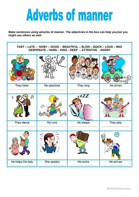 Adverbs of Manner Multiple Choice esl-lounge Student