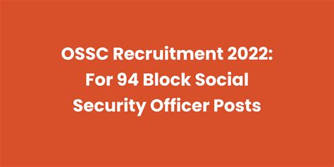 Advertisement for the Post of Block Social Security Officer