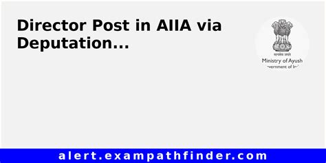 Advertisement for the Post of Director AIIA
