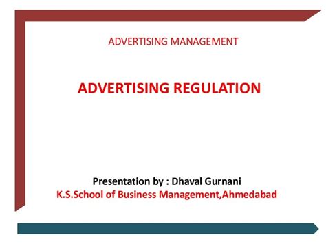 Advertising Regulation Kapil