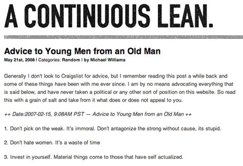 Advice to Young Men from an Old Man