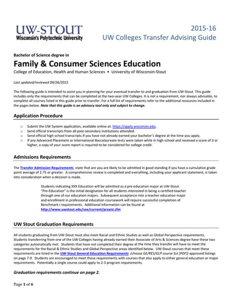 Advising Information - Consumer Sciences