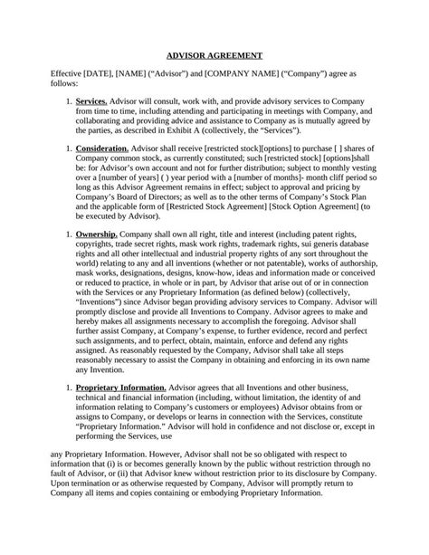 Advisor Agreement Attorney Docs