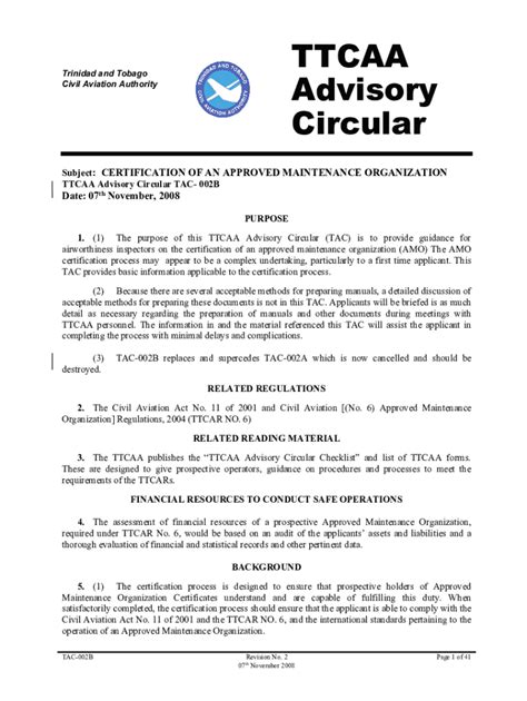 Advisory Circular (AC) No. 305-001 - Transport Canada