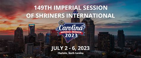 Become and Exhibitor at the 2023 Imperial Session Marketplace. The Marketplace, in conjunction with the meeting of the Shriners International Imperial Session of 2023, Inc. will be held in the Charlotte Convention Center, Hall B, 501 South College Street, Charlotte, North Carolina, 28202. View our vendor list.. 