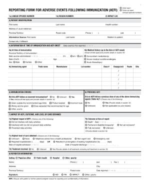 Aefi Case Reporting Form Crf